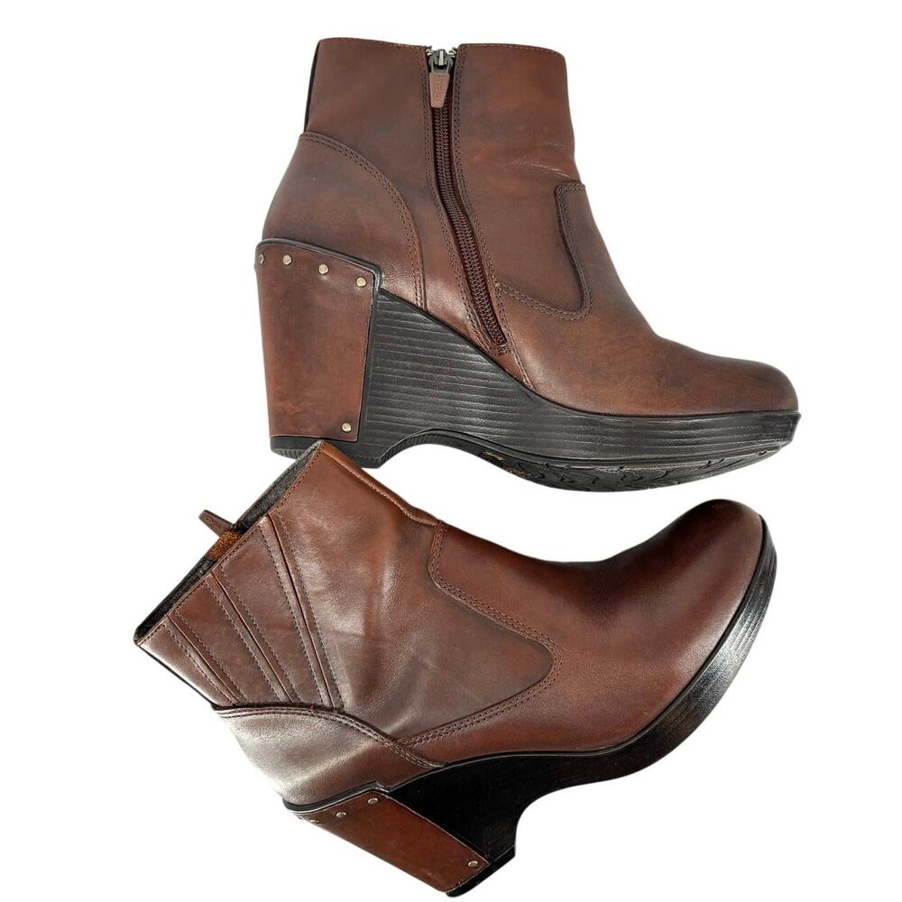Dansko Faith Wedge Leather Ankle Boots Size 37 EU 6.5-7 US Brown - Picture 6 of 15